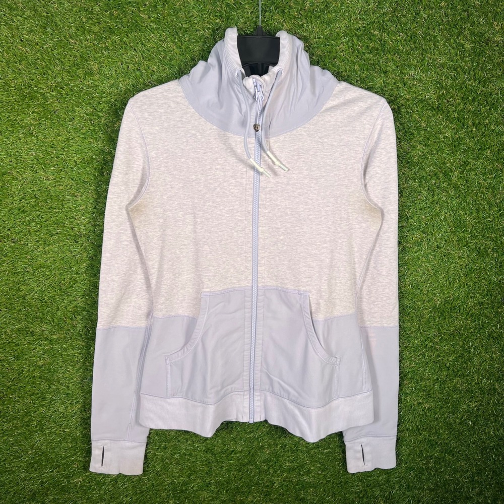 Lululemon Full Zip Hoodie Colorblock Purple Grey Thumbholes‎ Activewear Small